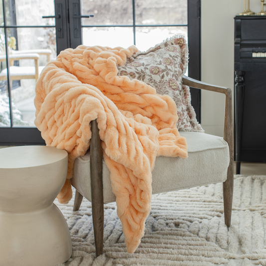 Passionate Peach Minky Chic Blanket - Minky Designs