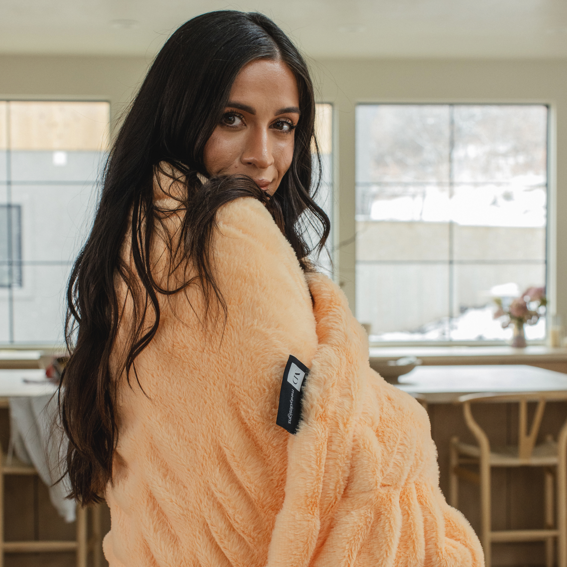 Passionate Peach Minky Chic Blanket - Minky Designs