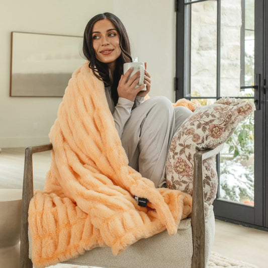 Passionate Peach Minky Chic Blanket - Minky Designs