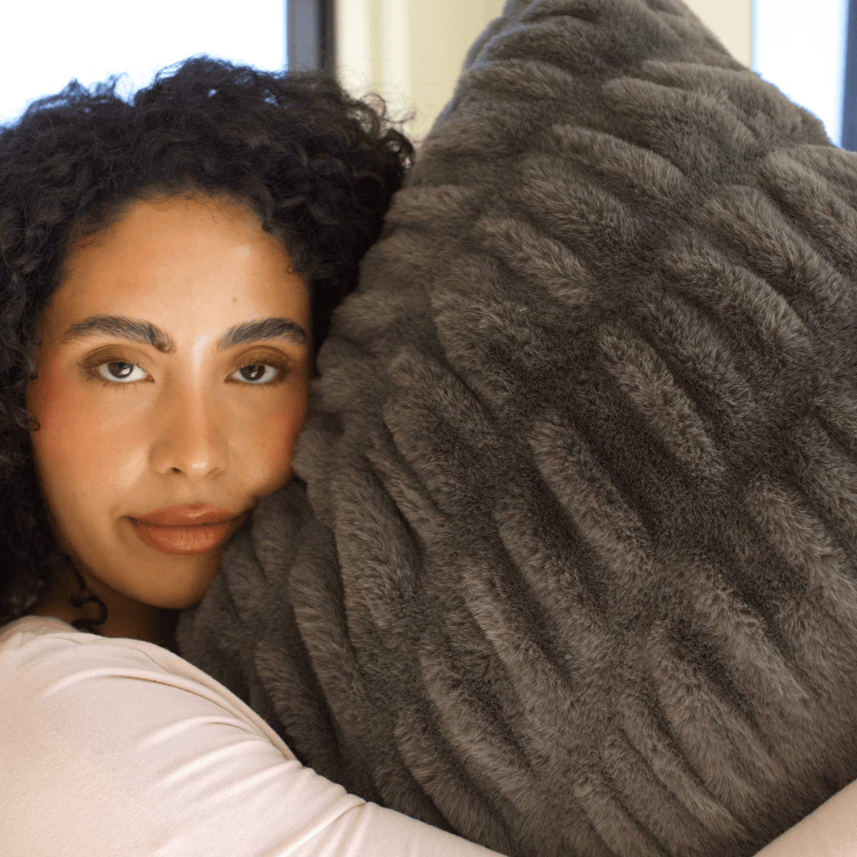 Charcoal Gray Minky Throw Pillow