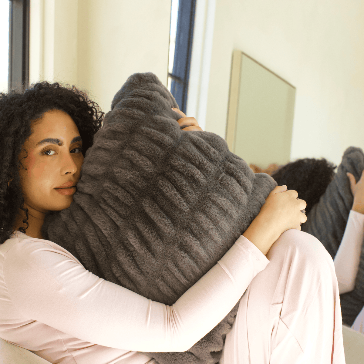Charcoal Gray Minky Throw Pillow