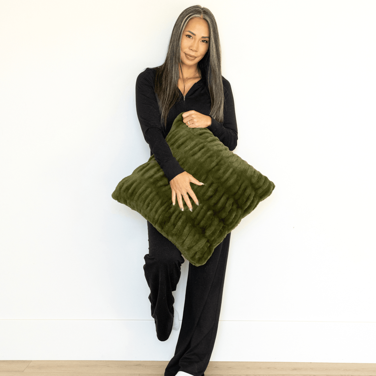 Moss Green Minky Throw Pillow