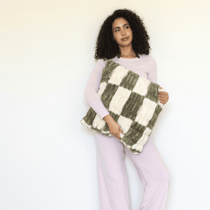 Evergreen Checkered Throw Pillow