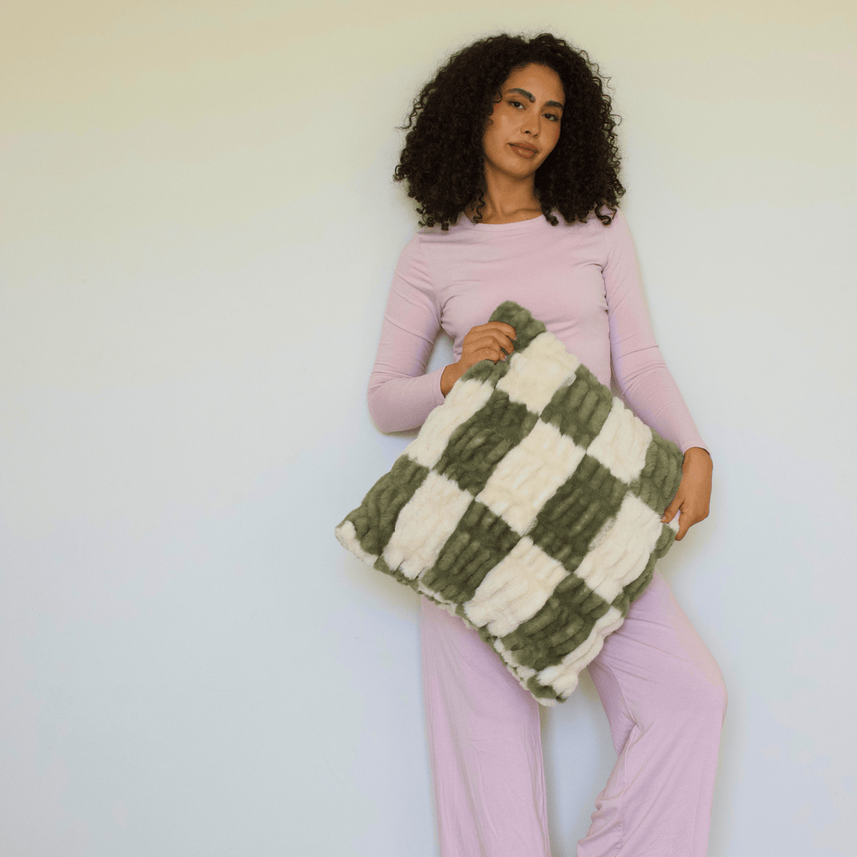 Evergreen Checkered Throw Pillow