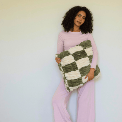 Evergreen Checkered Throw Pillow